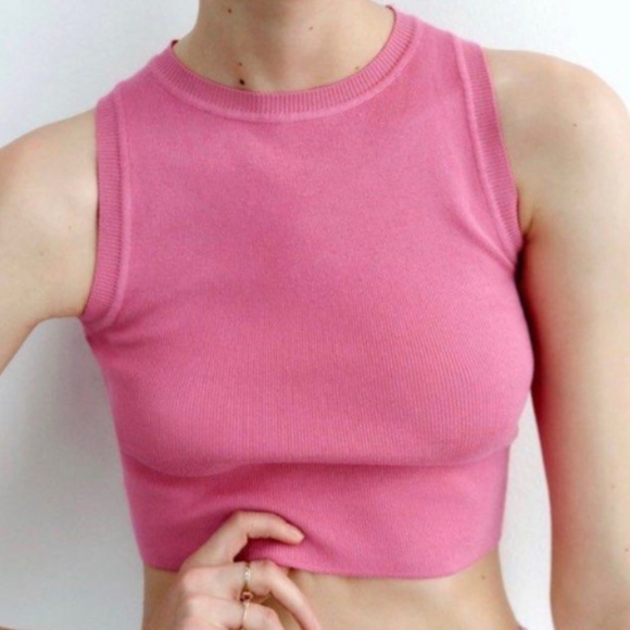 Zara Women’s Pink Knit Crop Top (S) - Picture 4 of 4